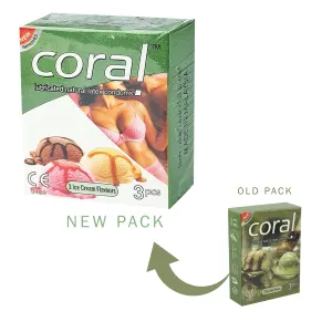 Coral Condom 3 Ice Cream Flavours 3's Pack